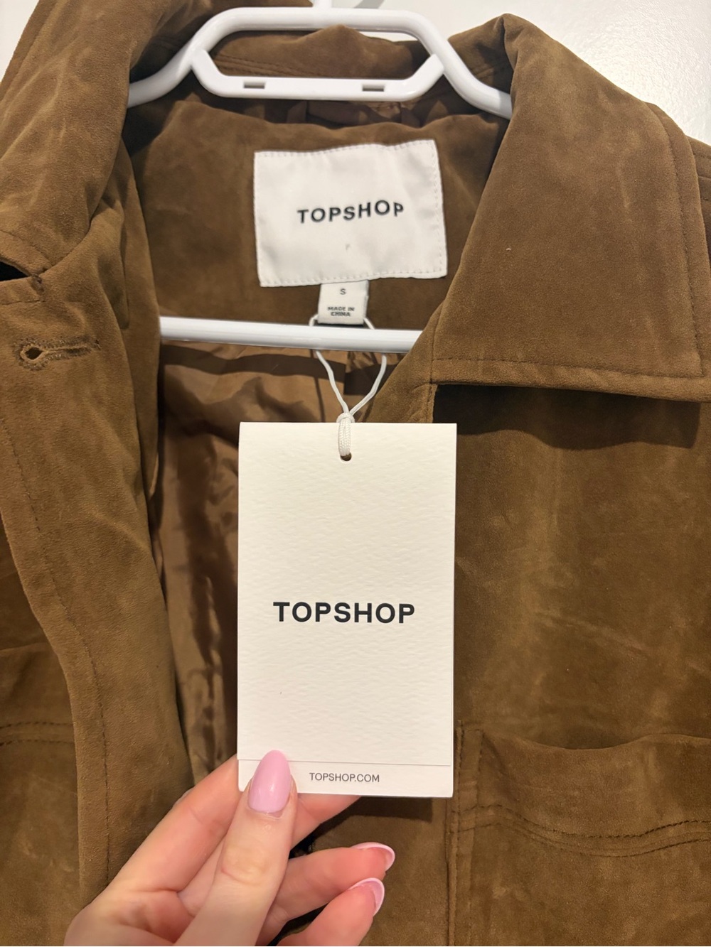 Topshop Women’s Suede Patch-Pocket Jacket - Brown - Picture 5 of 10